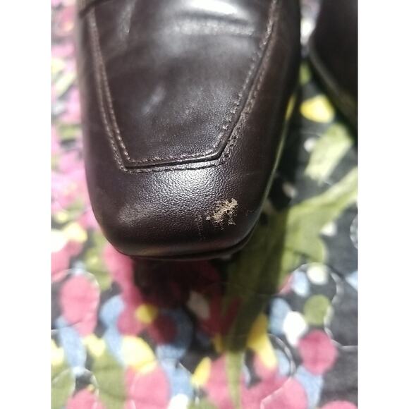 Vintage Etienne Aigner E-Labelle Brown Leather Kitten Herl Pumps Size 8M - Picture 6 of 7